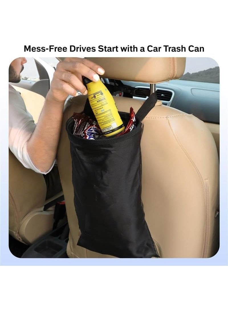 علبة قمامة السيارة (2 حزمة) حقيبة قمامة السيارة معلقة مع فتح مرن وسهل التثبيت. علبة قمامة السيارات مع مواد أكسفورد مقاومة للماء. ملحقات يمكن للسيارات للمنزل والسفر والخارج - Image 2